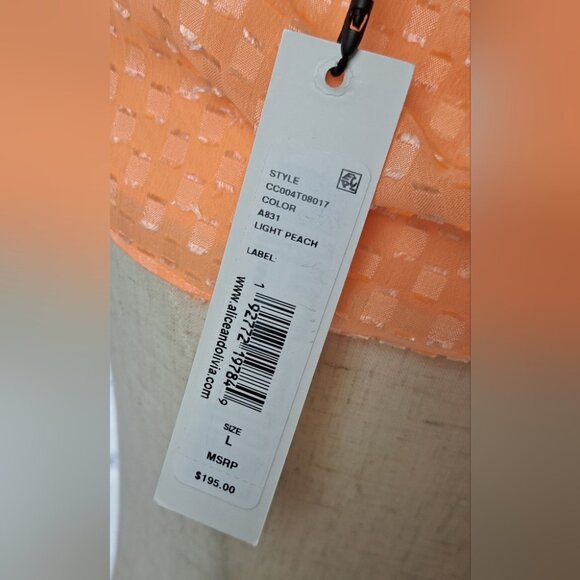 NWT Alice + Olivia Spaghetti Strap Tank Top with Tie Camisole Light Peach Large - Picture 9 of 13